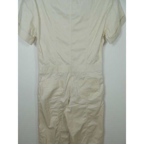 Zara Jumpsuit Size Small Beige Relaxed Fit Wide Leg Cargo Pocket Zipper Front - Picture 10 of 16